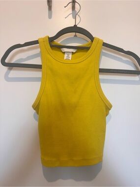 H&M Yellow Ribbed Tank Crop Top